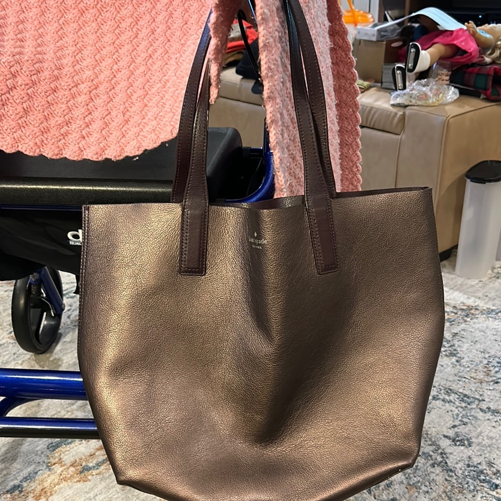 Kate, spade, reversible, copper, brown, large tote, very pristine and clean